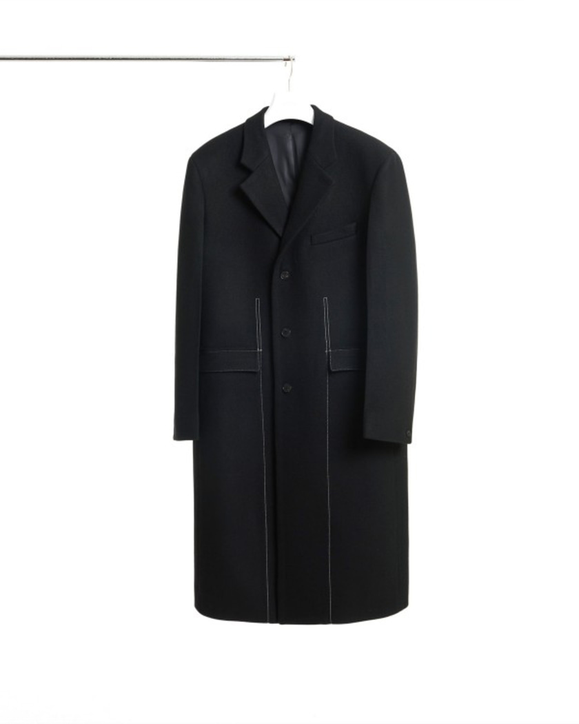 21FW TYPING MISTAKE NOTCHED LAPEL STITCHED SINGLE COAT BLACK