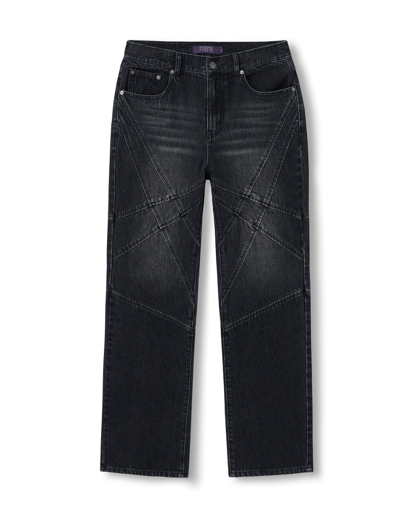 WASHED CROSS LINE JEANS FADE BLACK