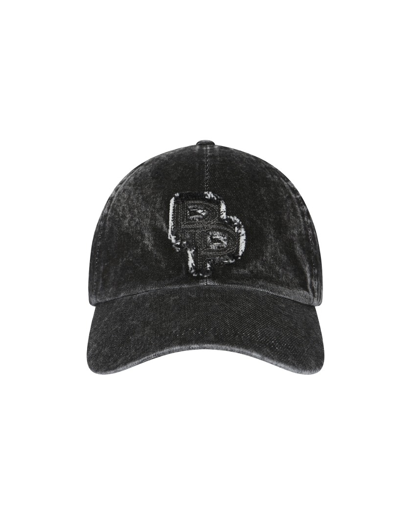 BLEACHED WASHED LOGO BALL CAP BLACK
